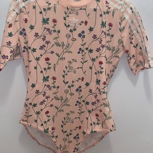 Adidas pink floral bodysuit